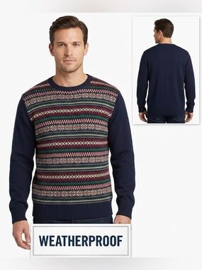 Weatherproof Vintage Fair Isle Crew Neck Cotton Sweater NWT L